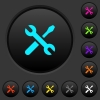 Maintenance dark push buttons with color icons - Maintenance dark push buttons with vivid color icons on dark grey background