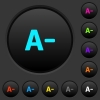 Decrease font size dark push buttons with vivid color icons on dark grey background - Decrease font size dark push buttons with color icons