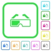 Retro 3d glasses vivid colored flat icons in curved borders on white background - Retro 3d glasses vivid colored flat icons