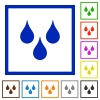 Water drops flat color icons in square frames on white background - Water drops flat framed icons