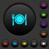 Dinner dark push buttons with vivid color icons on dark grey background - Dinner dark push buttons with color icons