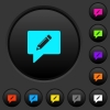 writing comment dark push buttons with color icons - writing comment dark push buttons with vivid color icons on dark grey background