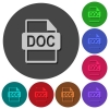 DOC file format icons with shadows on color round backgrounds for material design - DOC file format icons with shadows on round backgrounds