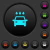 Car wash dark push buttons with vivid color icons on dark grey background - Car wash dark push buttons with color icons