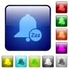 Reminder snooze icons in rounded square color glossy button set - Reminder snooze color square buttons