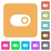 Toggle flat icons on rounded square vivid color backgrounds. - Toggle rounded square flat icons