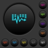 Music waves dark push buttons with vivid color icons on dark grey background - Music waves dark push buttons with color icons