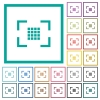 Camera sensor settings flat color icons with quadrant frames on white background - Camera sensor settings flat color icons with quadrant frames