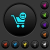 Credit card checkout dark push buttons with color icons - Credit card checkout dark push buttons with vivid color icons on dark grey background