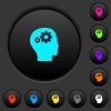 User settings dark push buttons with vivid color icons on dark grey background - User settings dark push buttons with color icons