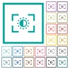 Camera saturation setting flat color icons with quadrant frames on white background - Camera saturation setting flat color icons with quadrant frames