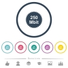 250 mbit guarantee sticker flat color icons in round outlines - 250 mbit guarantee sticker flat color icons in round outlines. 6 bonus icons included.