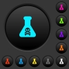 Dangerous chemical experiment dark push buttons with vivid color icons on dark grey background - Dangerous chemical experiment dark push buttons with color icons