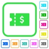 Dollar discount coupon vivid colored flat icons - Dollar discount coupon vivid colored flat icons in curved borders on white background
