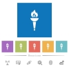 Torch flat white icons in square backgrounds. 6 bonus icons included. - Torch flat white icons in square backgrounds