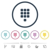 Dial pad flat color icons in round outlines. 6 bonus icons included. - Dial pad flat color icons in round outlines