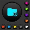 Directory creation time dark push buttons with vivid color icons on dark grey background - Directory creation time dark push buttons with color icons