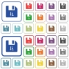 Ascending file sort color flat icons in rounded square frames. Thin and thick versions included. - Ascending file sort outlined flat color icons
