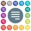 Text align justify last row right flat white icons on round color backgrounds. 17 background color variations are included. - Text align justify last row right flat white icons on round color backgrounds