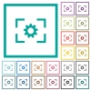 Camera setting flat color icons with quadrant frames on white background - Camera setting flat color icons with quadrant frames