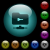 FTP secure icons in color illuminated spherical glass buttons on black background. Can be used to black or dark templates - FTP secure icons in color illuminated glass buttons