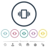 Smartphone vibration flat color icons in round outlines - Smartphone vibration flat color icons in round outlines. 6 bonus icons included.