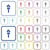 Torch color flat icons in rounded square frames. Thin and thick versions included. - Torch outlined flat color icons