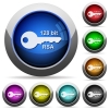 128 bit rsa encryption icons in round glossy buttons with steel frames - 128 bit rsa encryption round glossy buttons