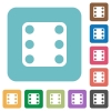 Domino six rounded square flat icons - Domino six white flat icons on color rounded square backgrounds