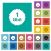 1 Gbit guarantee sticker square flat multi colored icons - 1 Gbit guarantee sticker multi colored flat icons on plain square backgrounds. Included white and darker icon variations for hover or active effects.