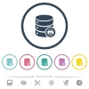 Print Database data flat color icons in round outlines. 6 bonus icons included. - Print Database data flat color icons in round outlines