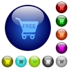 Free shopping cart color glass buttons - Free shopping cart icons on round color glass buttons