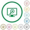 Spyware scanning flat color icons in round outlines on white background - Spyware scanning flat icons with outlines