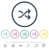 Media shuffle flat color icons in round outlines. 6 bonus icons included. - Media shuffle flat color icons in round outlines