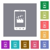 Smartphone film cut square flat icons - Smartphone film cut flat icons on simple color square backgrounds