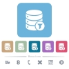 Database filter white flat icons on color rounded square backgrounds. 6 bonus icons included - Database filter flat icons on color rounded square backgrounds