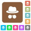 Incognito with glasses flat icons on rounded square vivid color backgrounds. - Incognito with glasses rounded square flat icons