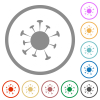 Corona virus flat icons with outlines - Corona virus flat color icons in round outlines on white background