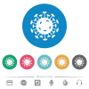 Corona virus flat round icons - Corona virus flat white icons on round color backgrounds. 6 bonus icons included.