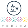 Microscope and virus flat color icons in round outlines. 6 bonus icons included. - Microscope and virus flat color icons in round outlines