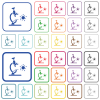 Microscope and virus color flat icons in rounded square frames. Thin and thick versions included. - Microscope and virus outlined flat color icons