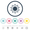 Corona virus flat color icons in round outlines - Corona virus flat color icons in round outlines. 6 bonus icons included.