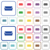 Couch color flat icons in rounded square frames. Thin and thick versions included. - Couch outlined flat color icons