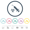 Antiviral injection flat color icons in round outlines. 6 bonus icons included. - Antiviral injection flat color icons in round outlines