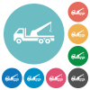 Crane truck flat round icons - Crane truck flat white icons on round color backgrounds