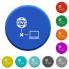 Offline laptop round color beveled buttons with smooth surfaces and flat white icons - Offline laptop beveled buttons