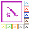 Antiviral injection flat color icons in square frames on white background - Antiviral injection flat framed icons