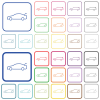 Car trunk open dashboard indicator color flat icons in rounded square frames. Thin and thick versions included. - Car trunk open dashboard indicator outlined flat color icons