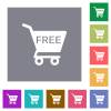 Free shopping cart square flat icons - Free shopping cart flat icons on simple color square backgrounds