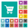 Free shopping cart square flat multi colored icons - Free shopping cart multi colored flat icons on plain square backgrounds. Included white and darker icon variations for hover or active effects.